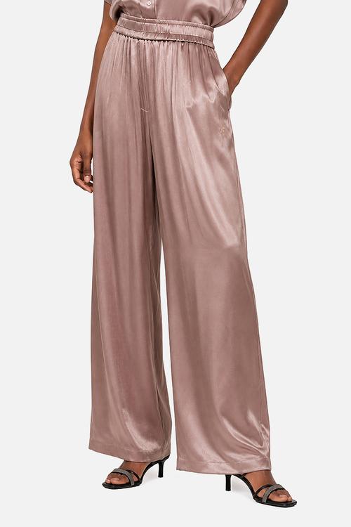 Wmn Gia Elasticated Wide Leg Pants - Mushroom