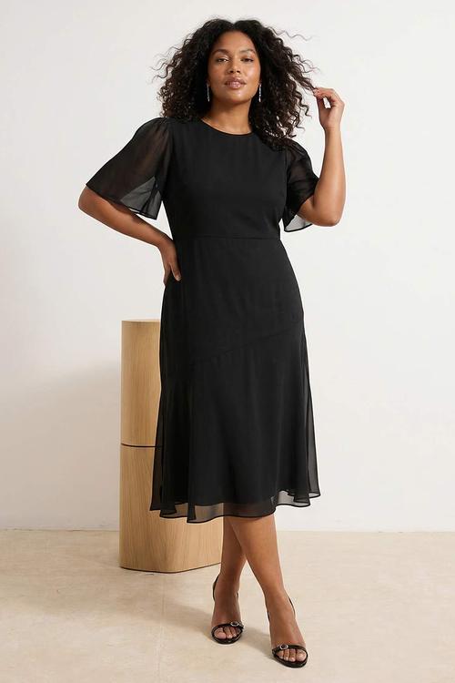 Plus chiffon woven dress - black