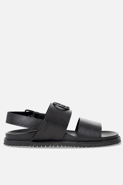 Moulded Leather Trim Sandal - Black