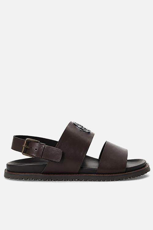 Moulded Leather Trim Sandal - Brown