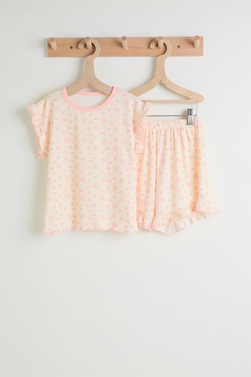 Aop tee and shorts - light peach