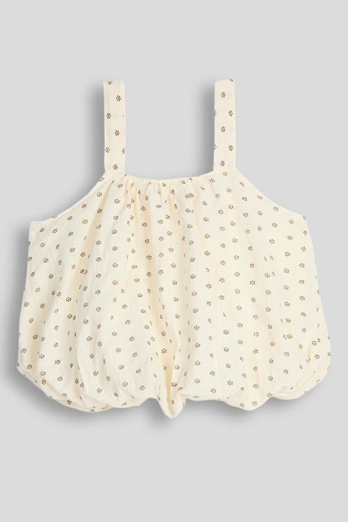Polka dot print bubble hem top - light yellow