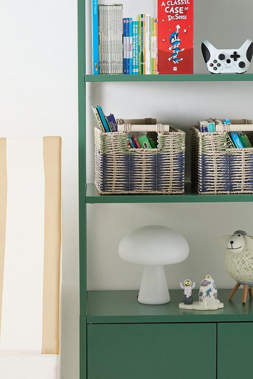 Woven storage basket with grown-on handles - multi