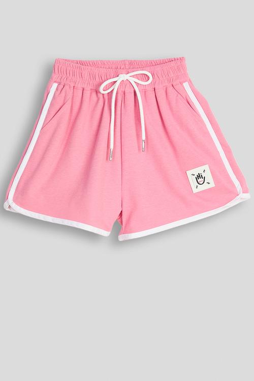 Piped dolphin hem shorts - pink