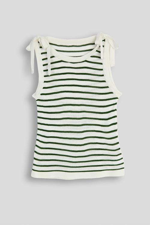 Striped tank top - white & green