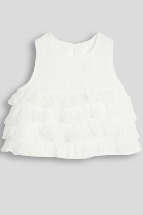 Ruffle tier peplum top - white