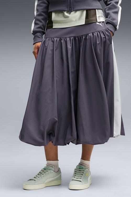 T7 Balloon Woven Midi Skirt - Inky Depths-Créme De Mint