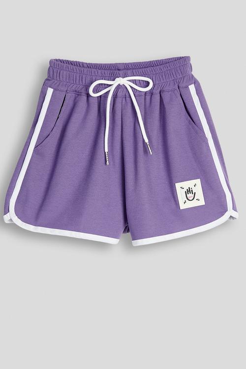 Piped dolphin hem shorts - purple