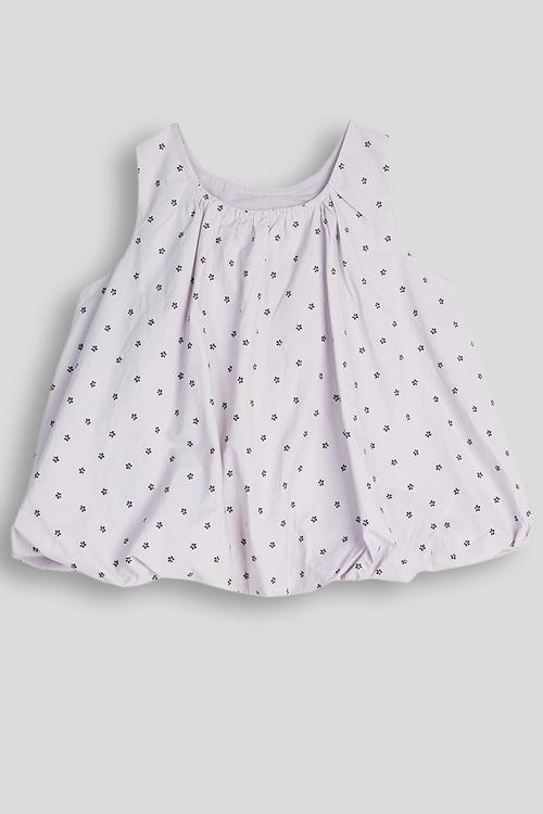 Polka dot bubble hem top - lt purple