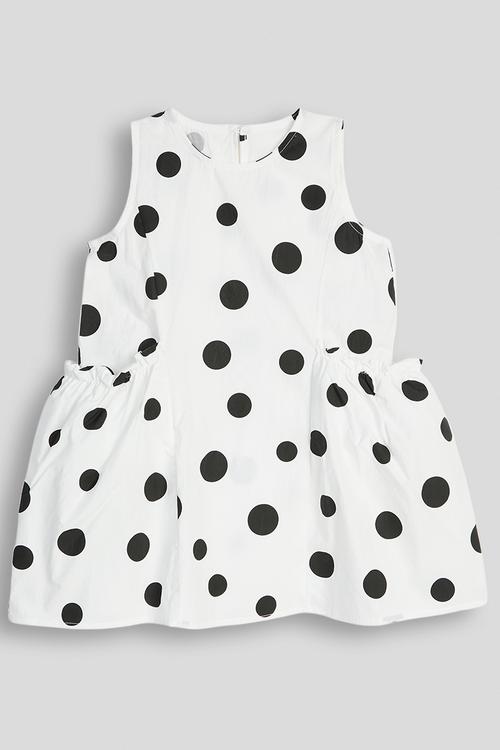 Macro dot printed dress - white