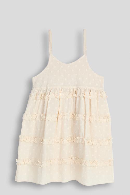 Polk dot ruffle tier cami dress - oatmeal