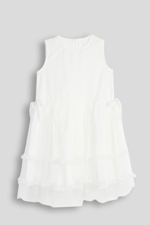 Sheer skirt overlay dress - white