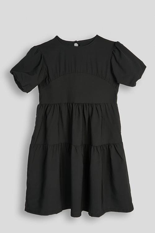 Tiered midi dress - black