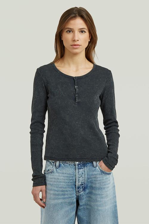 Vintage slim henley t l\s wmn - dk legion blue gd