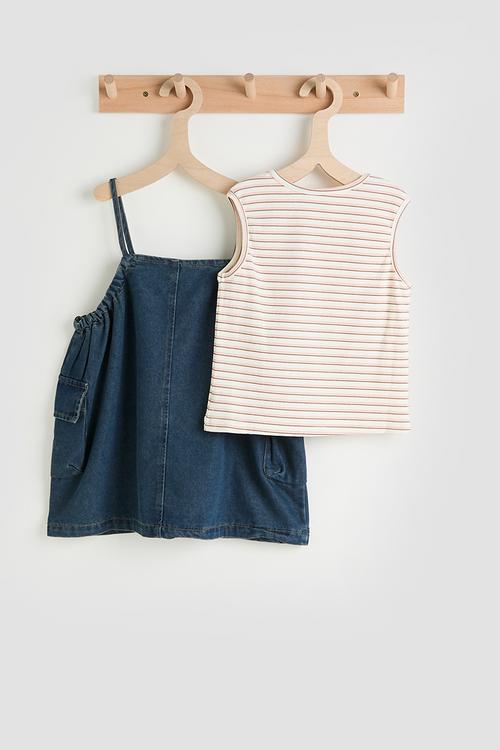 Striped tank top with camisole dress - multi