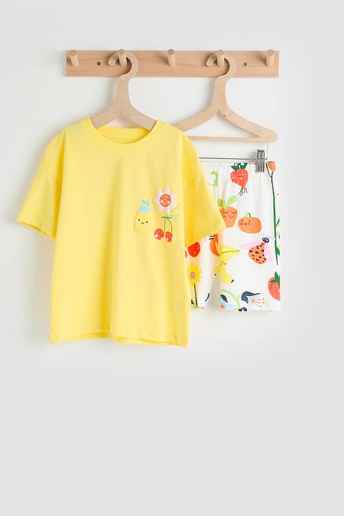 Placement tee & veggie aop shorts - multi