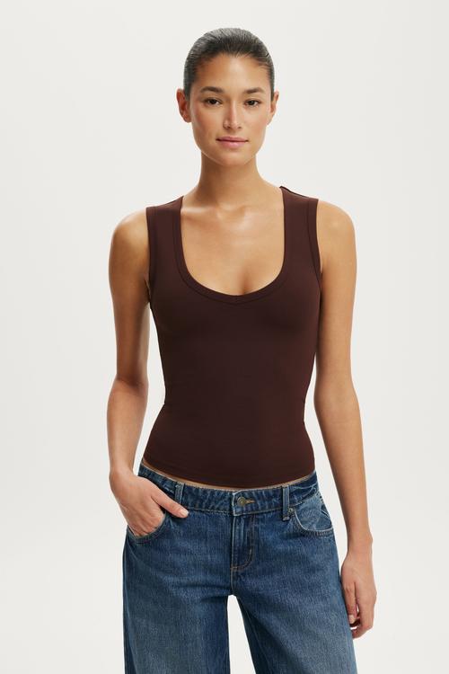Hold Me V Neck Tank - Dark Oak