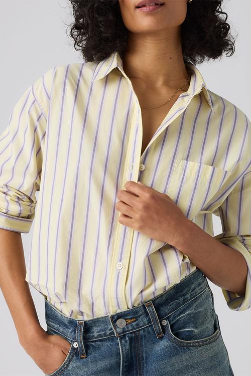 Harlie Boyfriend Shirt - Costanza Stripe French Vanilla Poplin