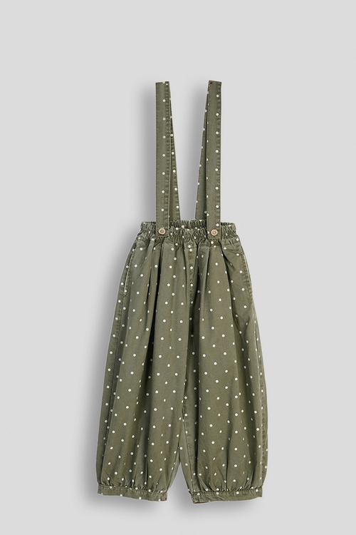 Polka dot dungarees - sage