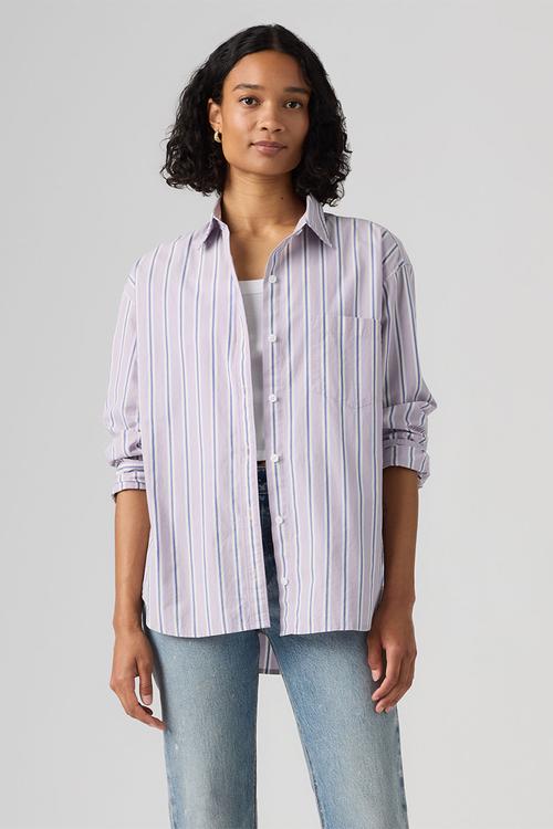 Harlie Boyfriend Shirt - Costanza Stripe Wisteria Poplin
