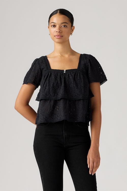 Dom Short sleeve Lace Blouse - Anthracite Night Lace