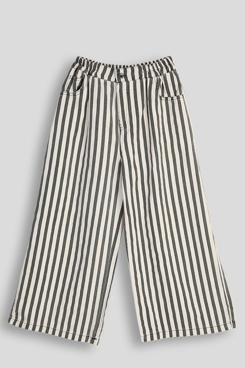 Striped wide leg pants - black