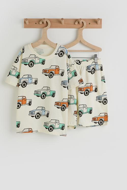 Truck aop tee & shorts - ivory