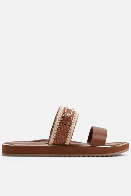 Lagoon two strap slide - medium brown