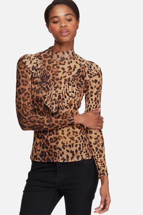 Rie leo mesh frill top