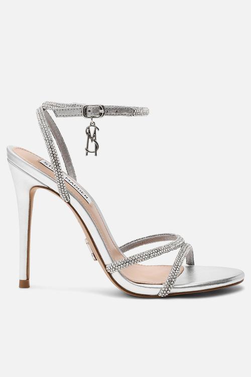 Bryanna open toe ankle strap - silver rhinestone