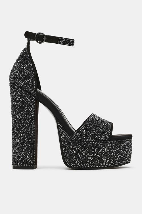 Glam open toe ankle strap - black