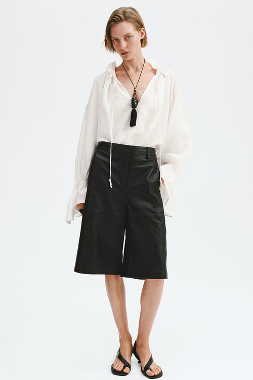 Oversized linen-blend shirt - white