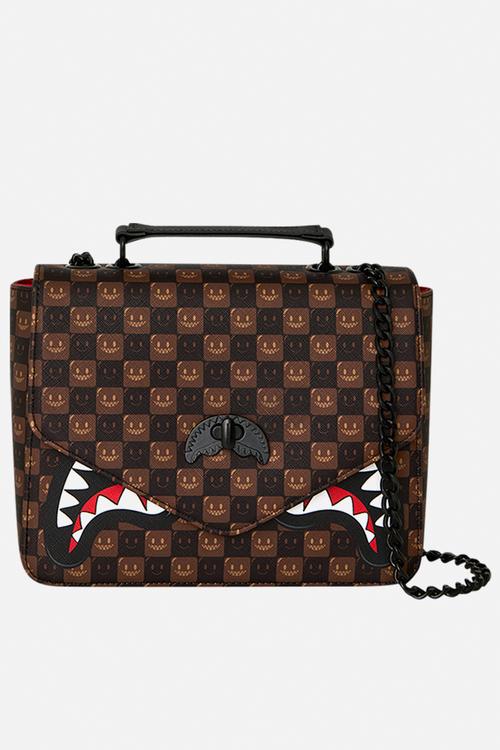 Sharks In Paris Bubble Brown Check Handbag - Brown