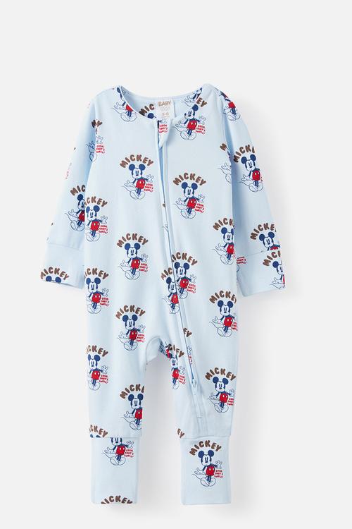 Growie Long Sleeve Zip Romper License - Lcn Dis Blue Whisper/Mickey Gosh That S Swell
