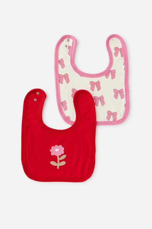 2 Pack The Baby Bib - Vanilla/Pretty Bows & Varsity Red/Sweet Bloom