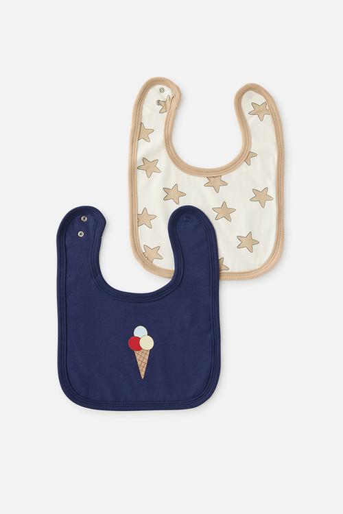2 Pack The Baby Bib - Vanilla/Twinkly Stars & Denim Navy/Gelato