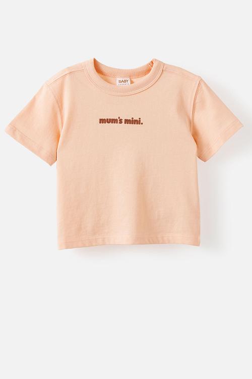 Baby Essential Short Sleeve Graphic Tee - Apricot Mist/Mum S Mini