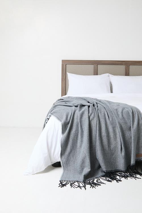 Chenille Fringe Throw - grey