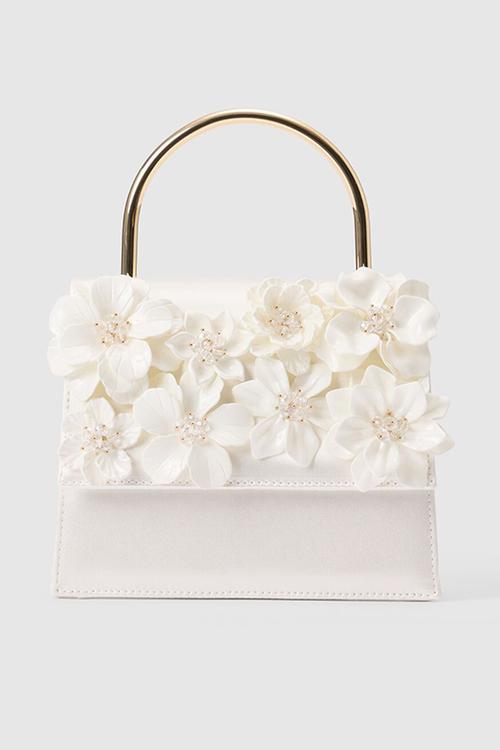 Fifi flower top handle bag - ivory