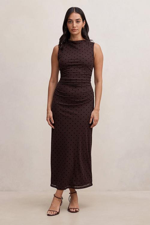 Allegra spot mesh midi dress in spot