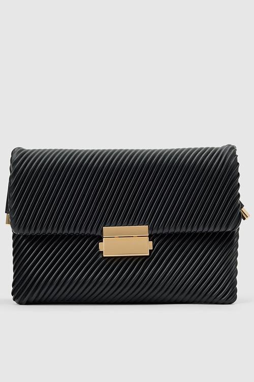 Philippa pleat shoulder bag - black