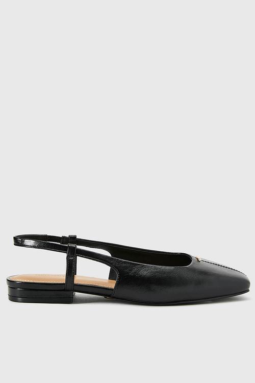 Grace centre seam detail slingback flat - black