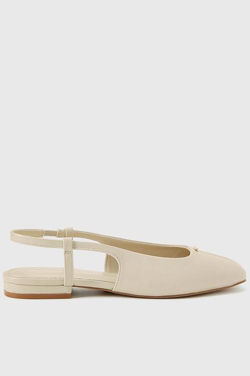 Grace centre seam detail slingback flat - ivory