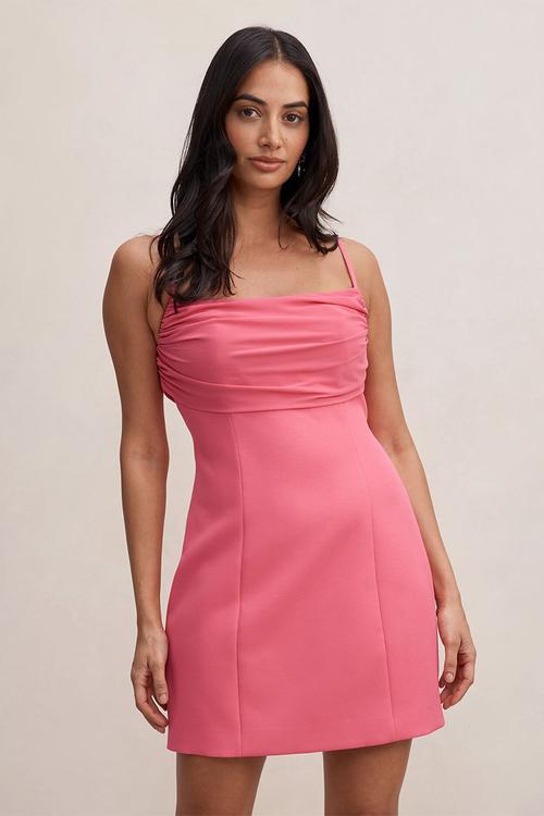 Sully folded cowl mini dress in hot pink