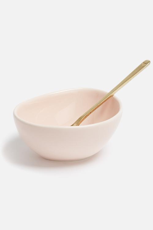 Pink bowl & gold spoon