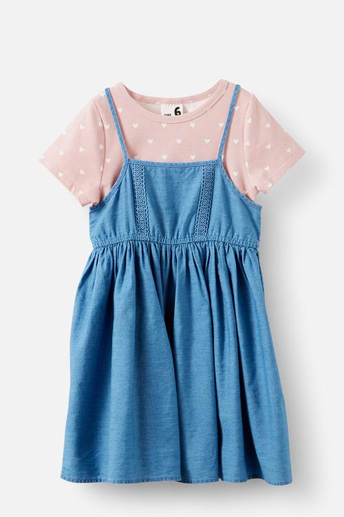 Tessa Two Piece Dress - Zephyr Hearts/Light Wash