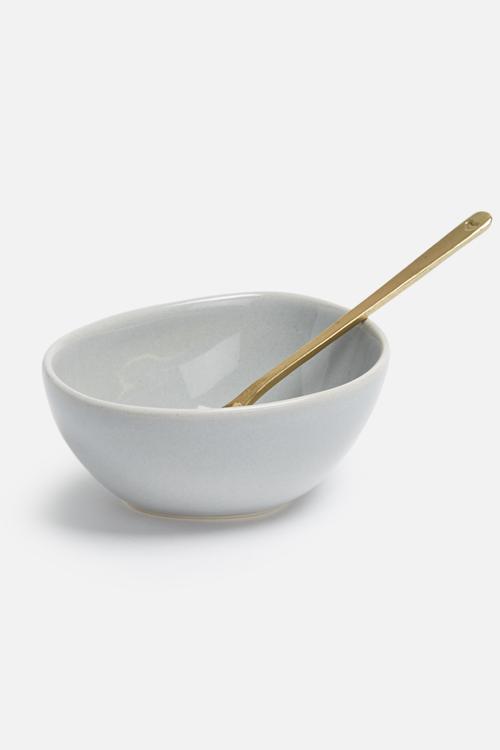 Grey bowl & gold spoon