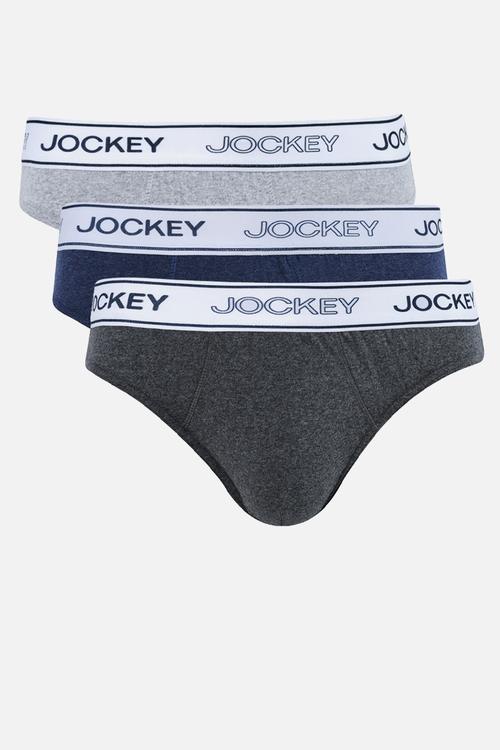 3Pk Monochrome Digi Elastic Recycled Poly Cotton Melange Brief-Grey Melange/Indigo Melange/Charcoal Melange