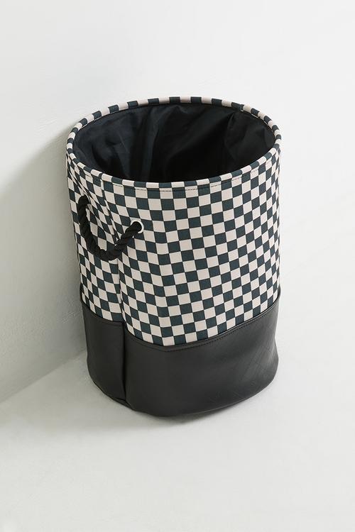 Checkered fabric laundry bin - multi
