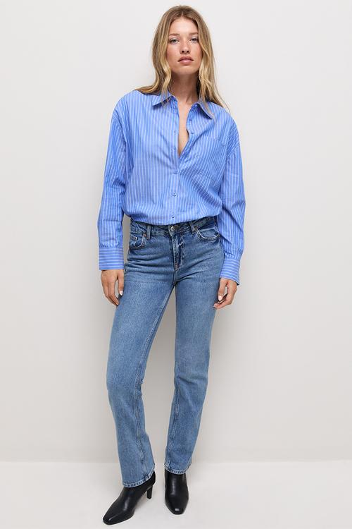 K Larry Stripe Oversized Shirt - Blue